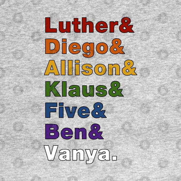 Pride Colored Umbrella Academy Character Names by viking_elf